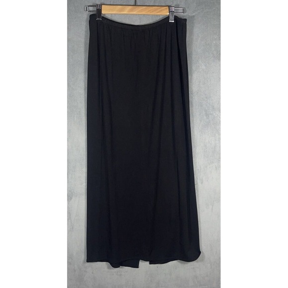 Eileen Fisher Dresses & Skirts - Eileen Fisher Women's Black Maxi Size M Pull On Rayon Stretch Back Slit USA‎